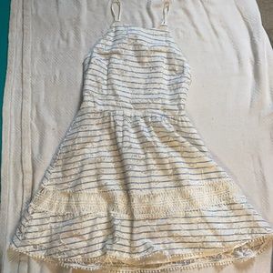 Lace striped dress-frill at the bottom.